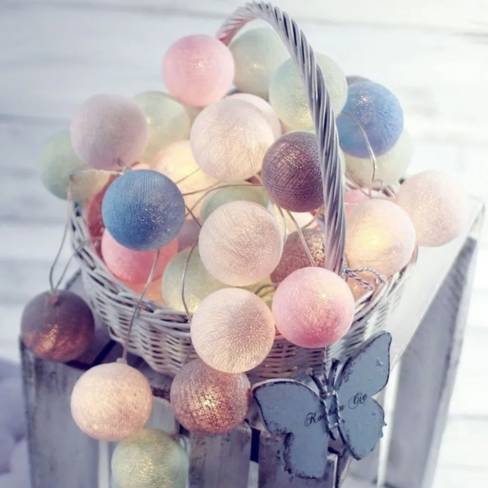 Комнатная светодиодная гирлянда с хлопковыми шариками светильник см | Лампы и