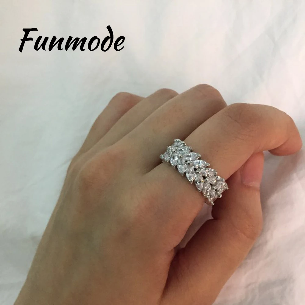 Женское кольцо Funmode на палец из кубического циркония AAA подарок помолвку Bijourx Femel