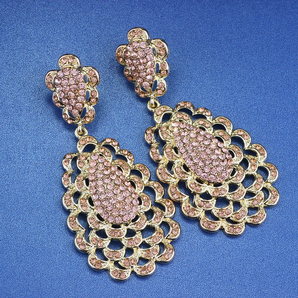 FARLENA модная Свадебная вечеринка Jewelry шампанское горный хрусталь серьги длинные серьги для женщин