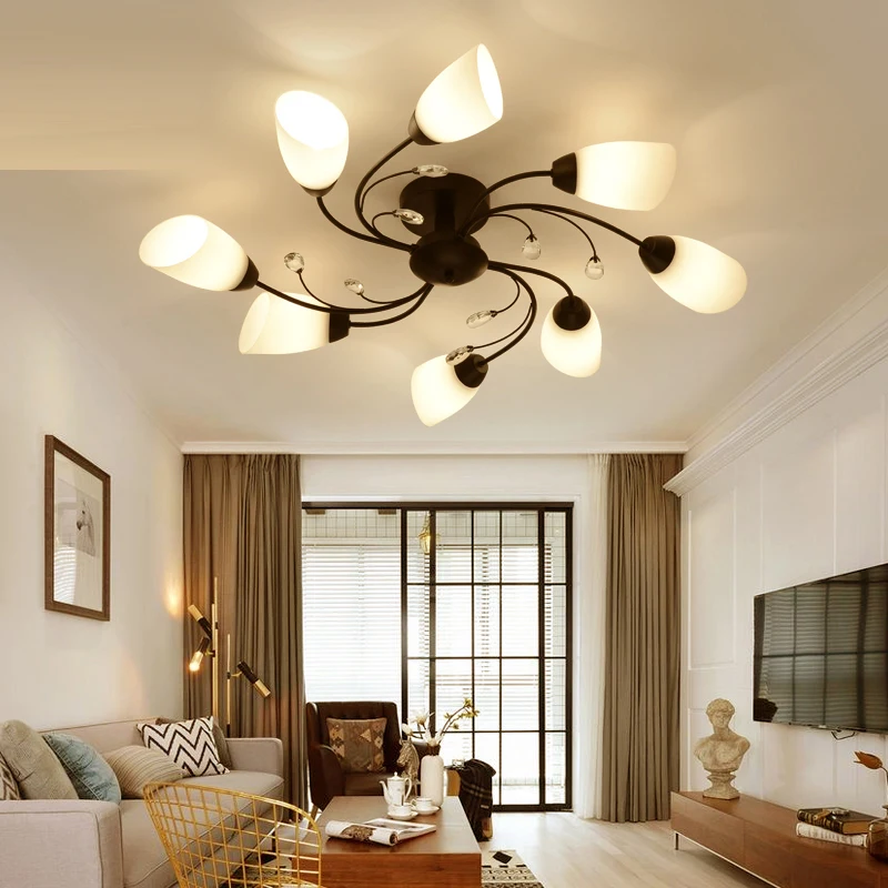 

Creative living room lamp modern simple LED ceiling light American bedroom restaurant ceiling lamp art hotel hall lamp