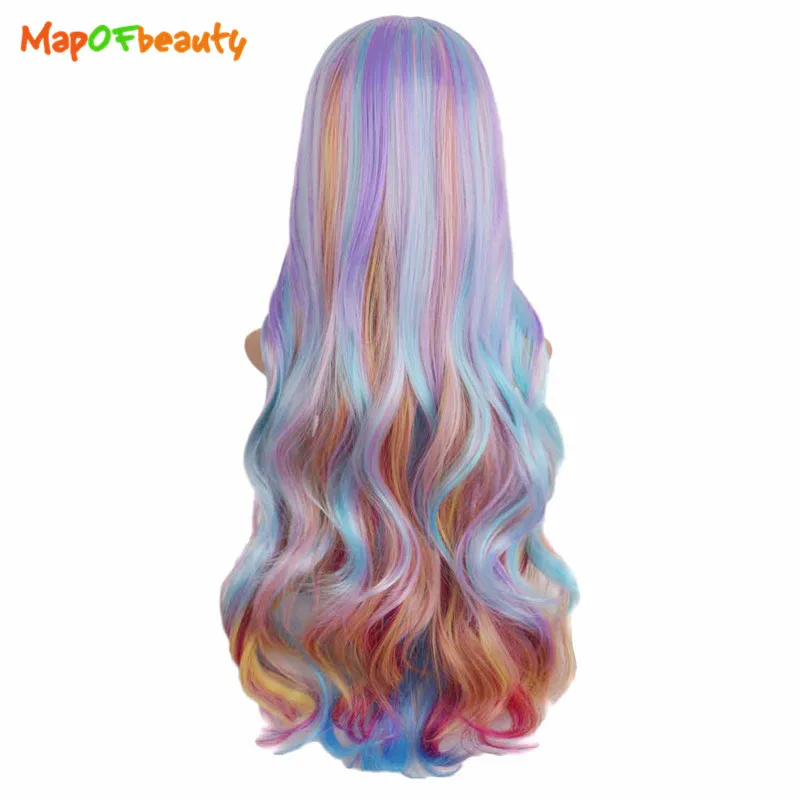 MapofBeauty 30 &quotдлинные вьющиеся синтетический Парики Для женщин Многоцветный костюм