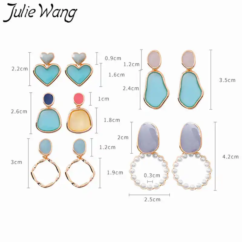 Julie Wang 1 пара акриловых шпильки геометрической формы серьги различной