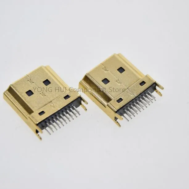 50 шт./лот HDMI Штекерный разъем/Штекерный разъем 19PIN 19P 1 6 мм 180 градусов позолоченный