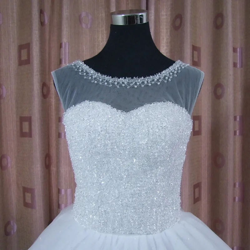 Сверкающее Robe De Mariee прозрачное украшенное драгоценностями декольте бальное платье Свадебные платья Роскошные арабские Дубай Свадебные платья