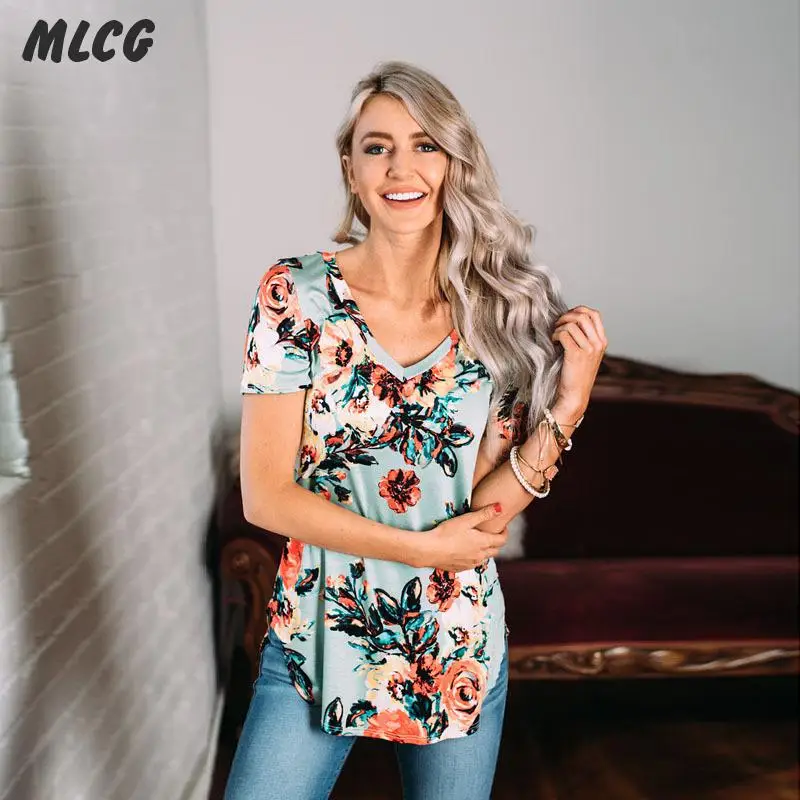 2017 лето цветочный печати футболка моды пальто clothing ladies tops | Женская одежда