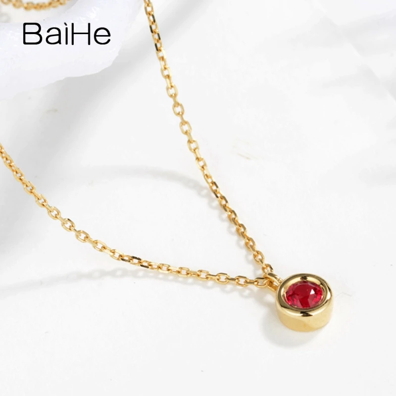 BAIHE 18K желтое золото 0 14 карат Круглые натуральный рубин помолвка ювелирные