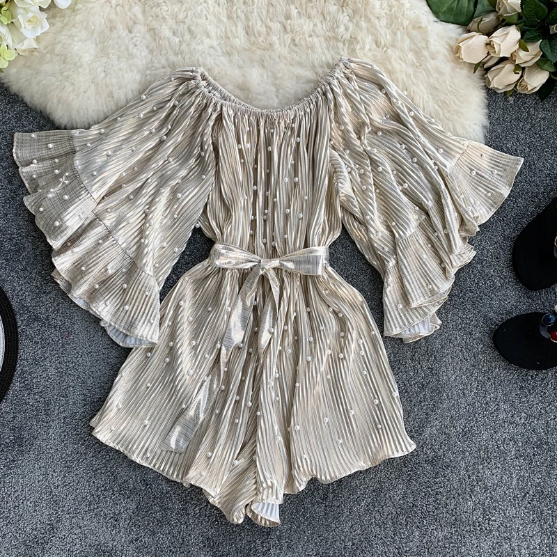 Женский комбинезон ALPHALMODA свободный с высокой талией и широким рукавом | Женская