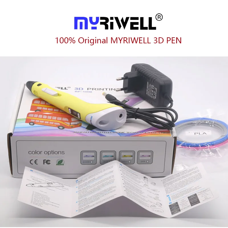 Myriwell 3D ручка 3 D принтерной ручки и 200 м PLA волокно 3d чертежная Новогодний