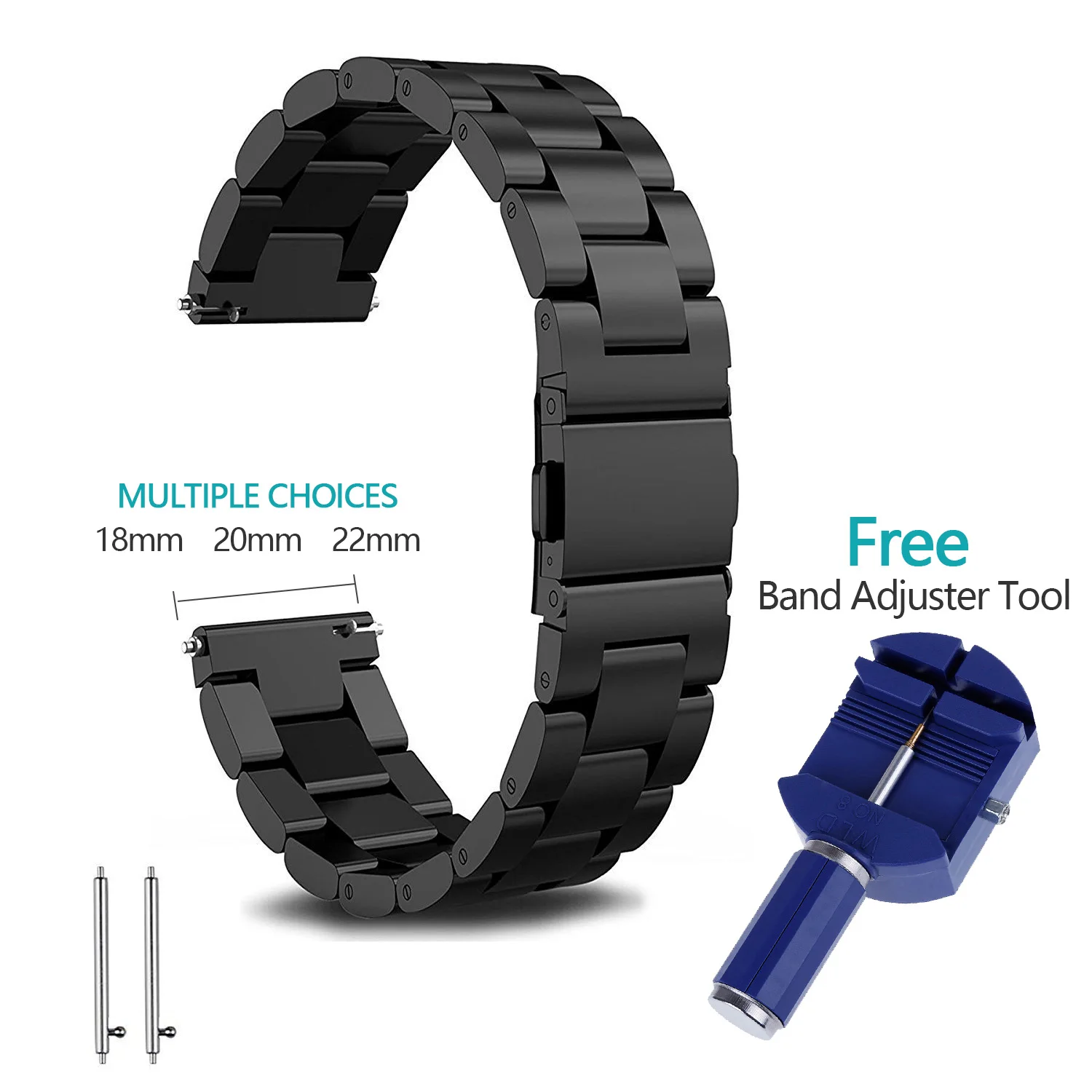 18mm 20mm 22mm Stainless Steel Watch Band Strap For Samsung Gear S2 S3 smart watch Link bracelet black for Samsung Gear S2