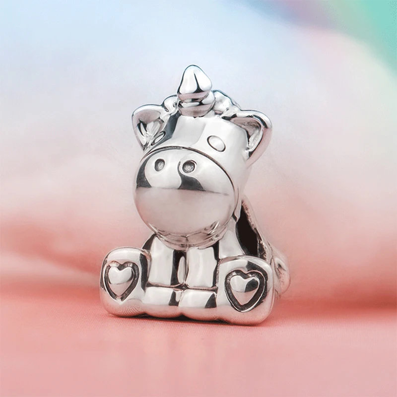 Free Shipping Fashion Original Pan Bracelet For Women Jewelry Making Cute Unicorn Beads Bruno Calf Cow Large Hole Bead Bracelets | Украшения