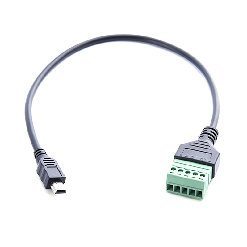 Мини USB штекер для 5-контактного винтового соединителя с защитной клеммной вилкой