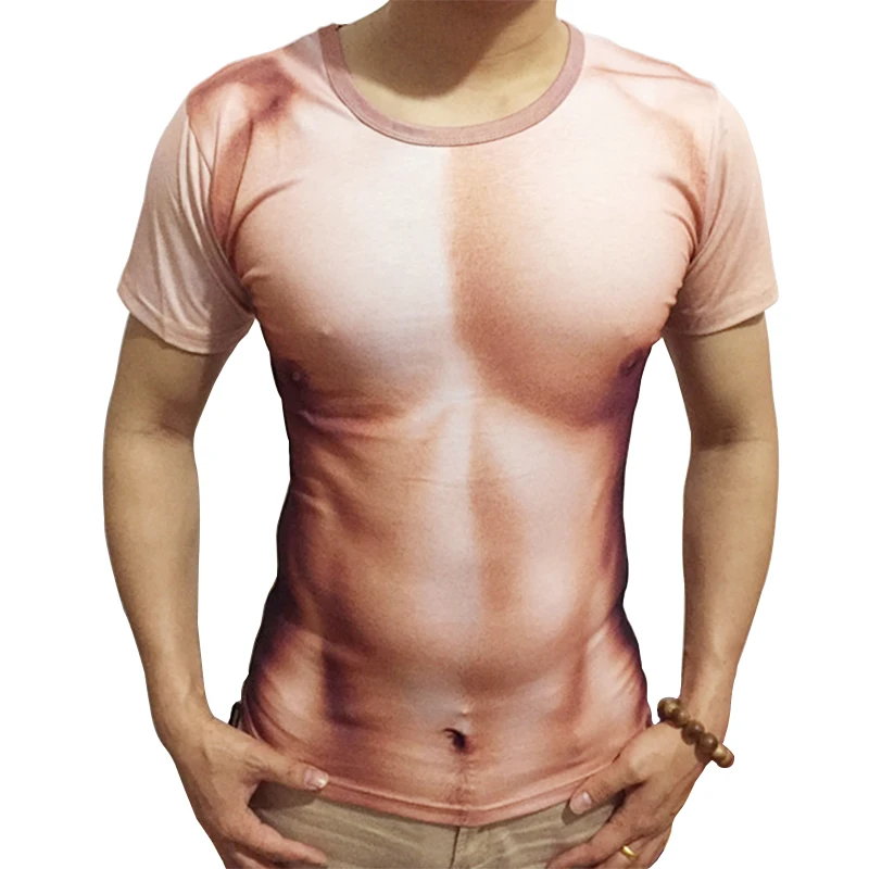 Футболка мужская компрессионная с круглым вырезом и 3D принтом мышц|men t shirt|t shirtcrew