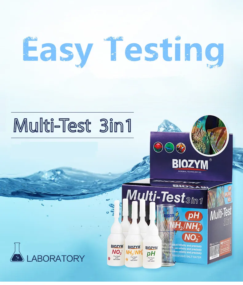 BIOZYM Тест-Комплект Ca кальций Cu CL KH Mg NH4 NH3 аммиак NO2 нитрит NO3 нитрат PH PO4 O2 GH Fe тест воды риф танк