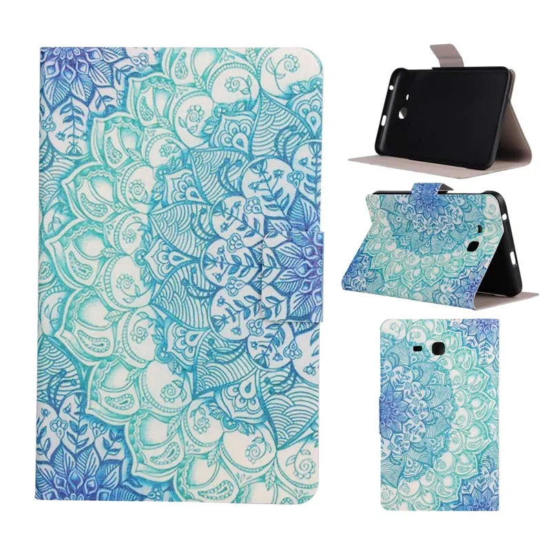 Тонкий откидной Чехол подставка из искусственной кожи с рисунком чехол для Samsung