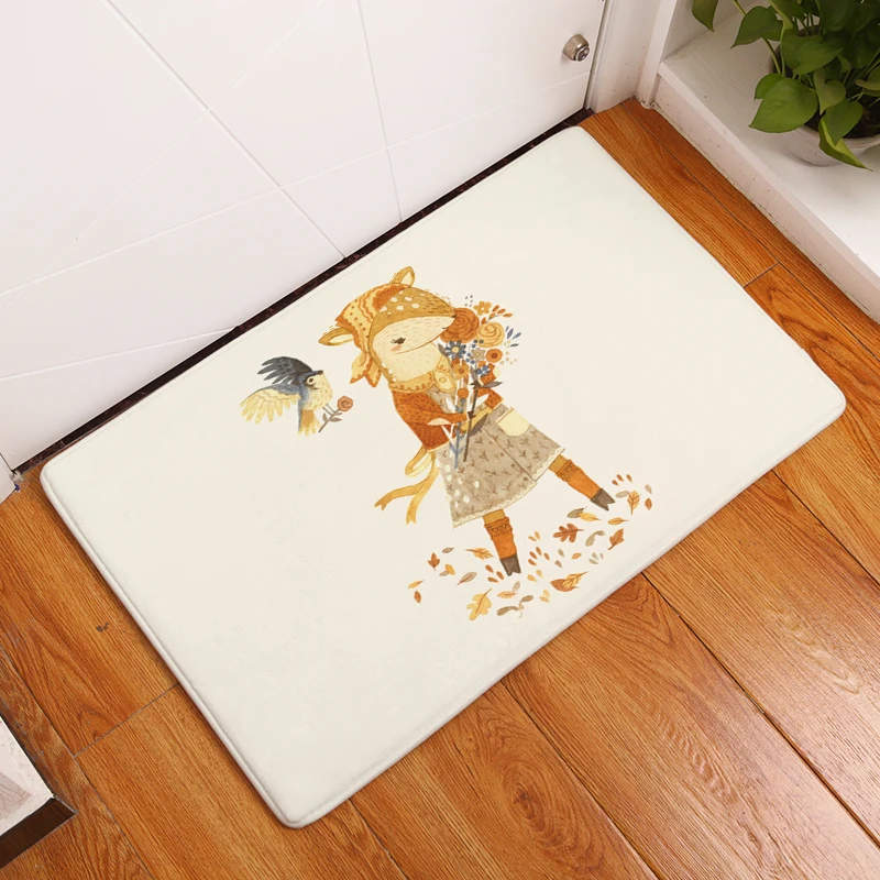 Веселый коврик из фланели вход домашний Противоскользящий милый мультфильм