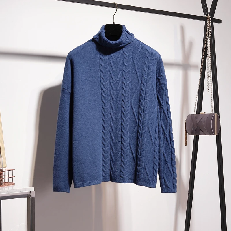 ALPHALMODA осенне зимний модный женский костюм с воротником хомутом Свободный