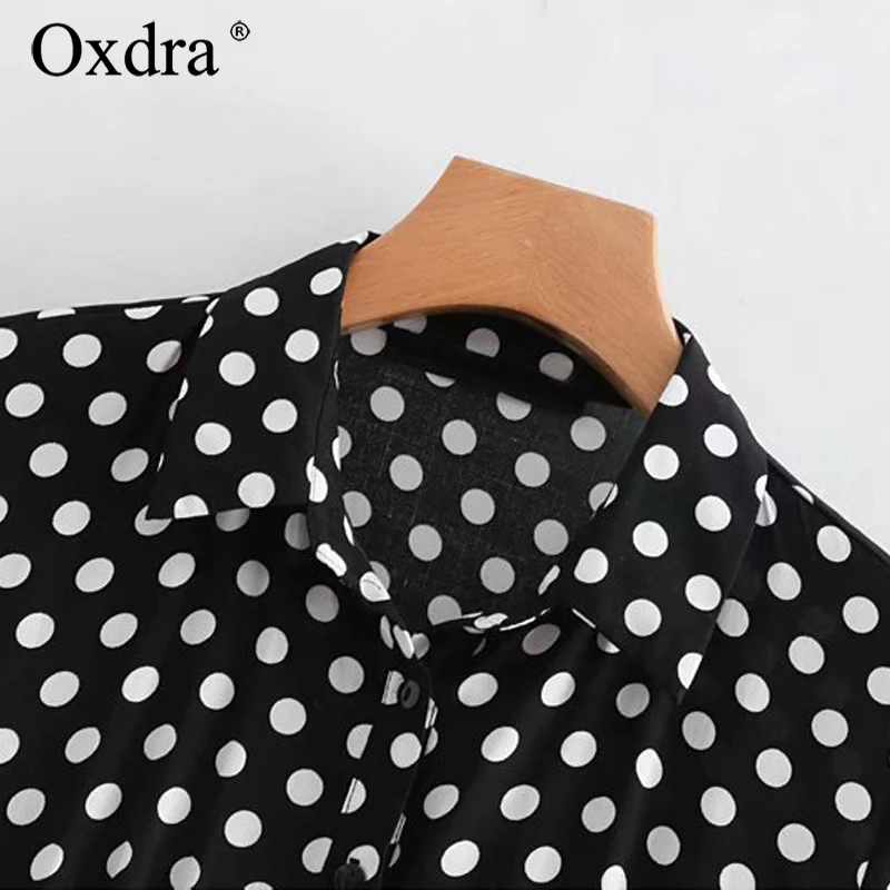 Oxdra 2018 летние новые популярные винтажные черные белые платья в горошек женская
