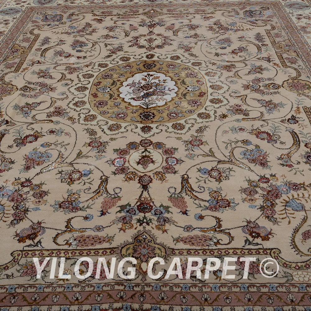 Yilong 9 'x 12' ручной работы иранский ковёр из шелка и шерсти Изысканный тонкий