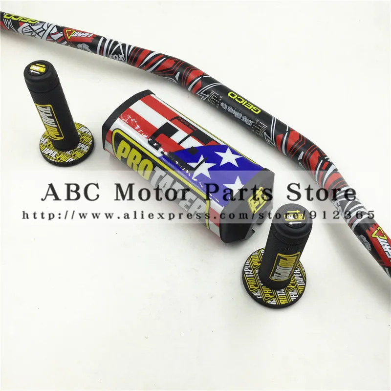 Black Накладки на Руль рукоятки Fat Bar 1-1/" GEICO Pack Dirt Bike Мотокросс Fat MX алюминиевый гоночный руль для PROTAPER KTM - Цвет: Black