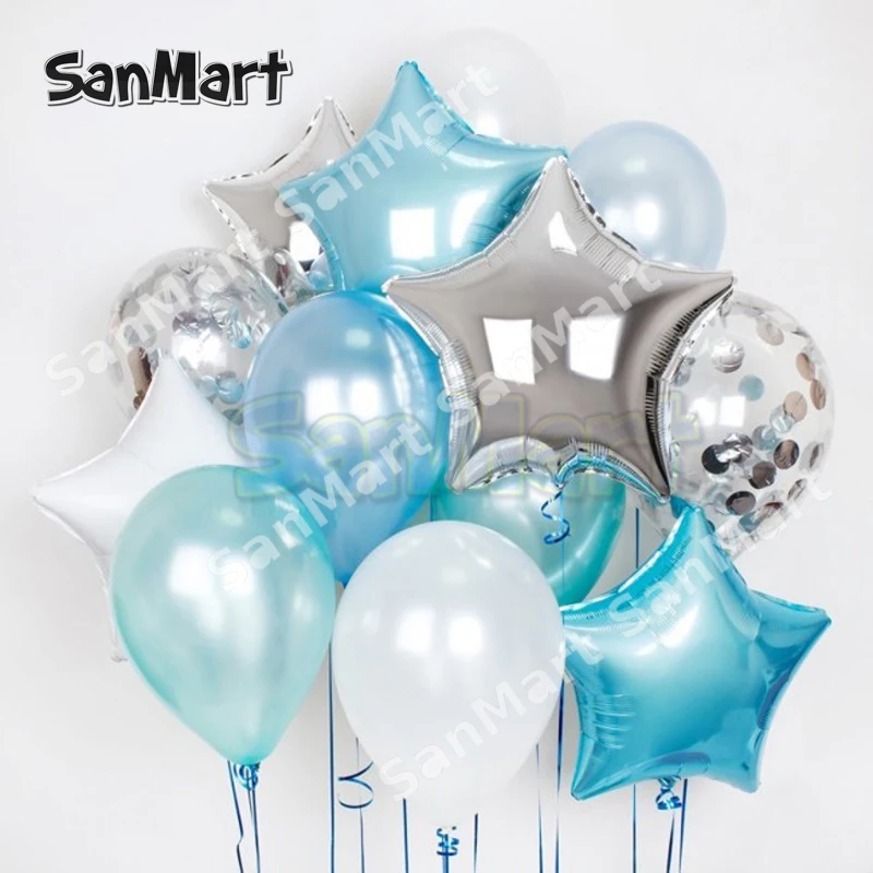 Горячий синий мальчик Baby Shower конфетти воздушный шар посыпать бумажные Звезды