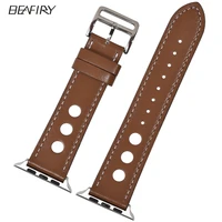 beafiry fashion leather watchband for apple watch band 5 44mm for iwatch strap 384042mm series 4 3 2 1 brown black grey blue