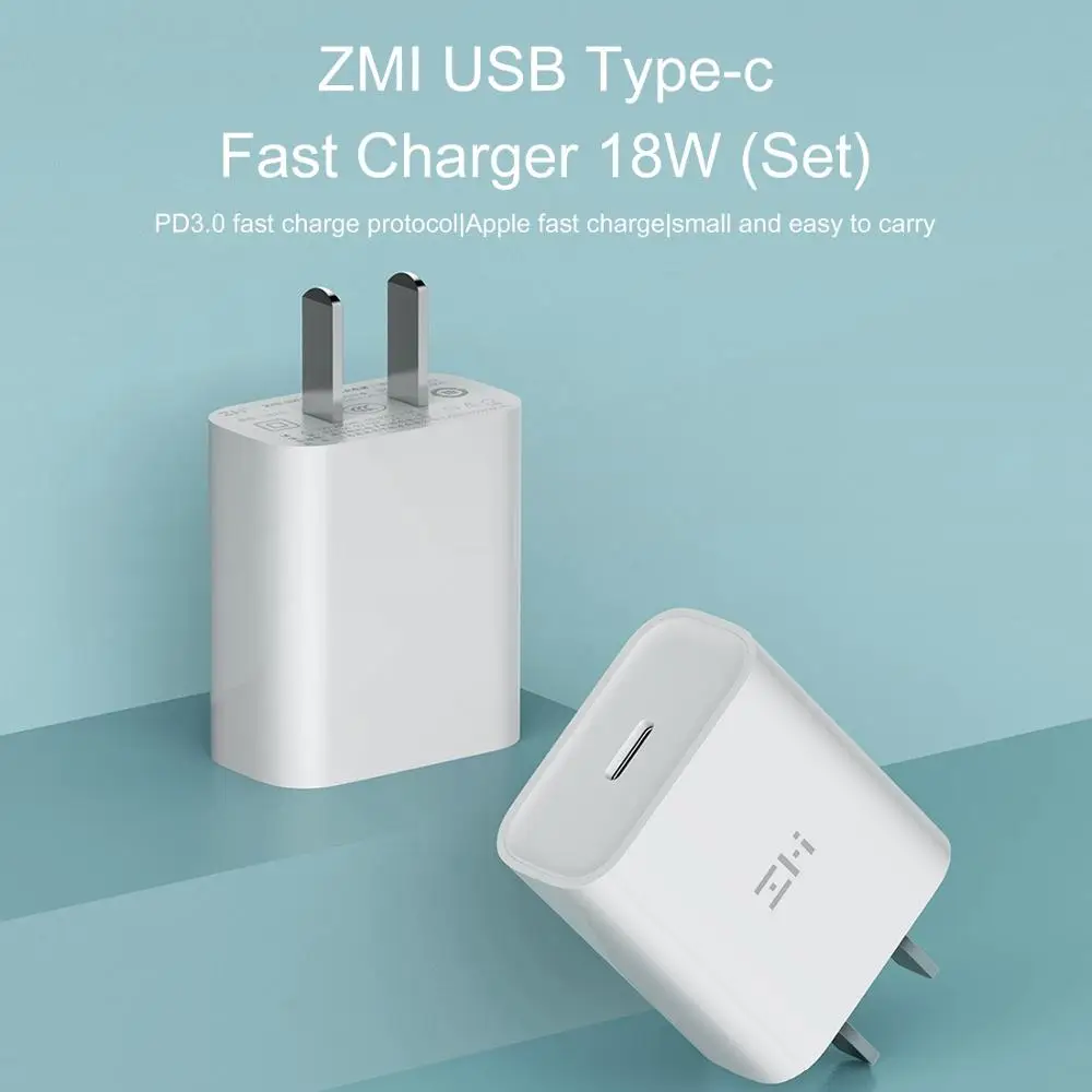 Оригинальное зарядное устройство Xiaomi ZMI 18W с адаптером питания Type-C/USB-C на 8