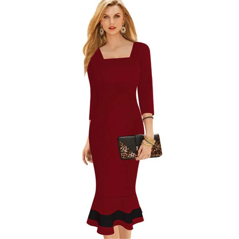 Женщин элегантный V задней площадь шеи русалка носить на работу офис ну вечеринку