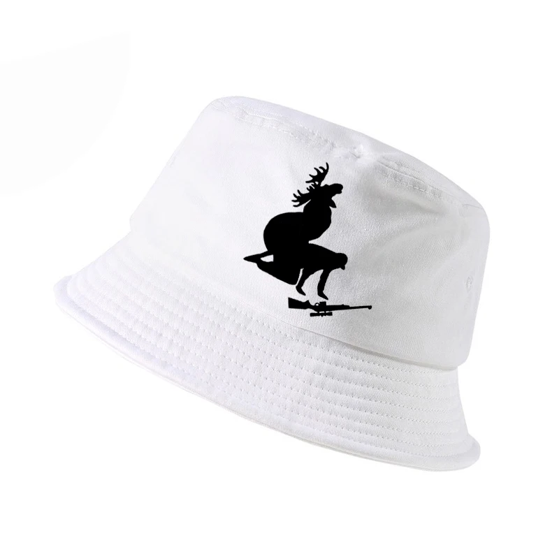

New Fashion Moose Hunting bucket hat men women cotton k pop panama fisherman hat outdoor hunting fishing hat