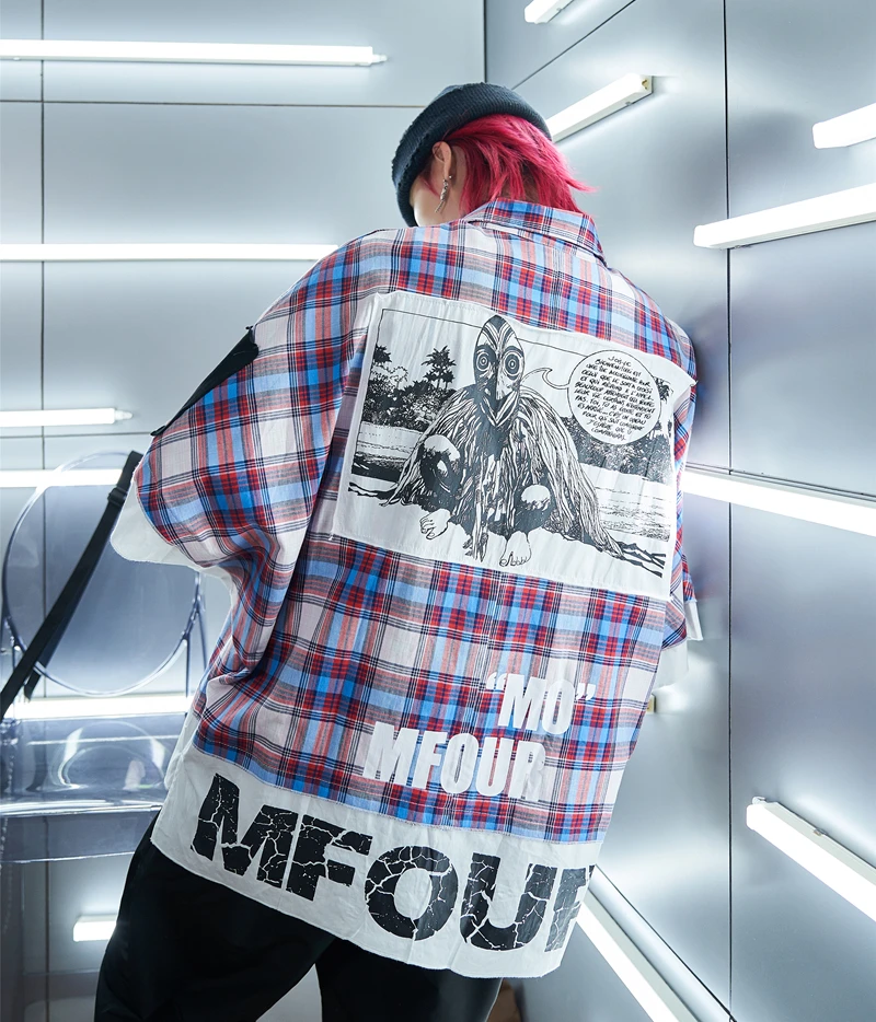 Лето 2019 г. бренд дизайн хип хоп клетчатая рубашка с короткими рукавами для мужчин