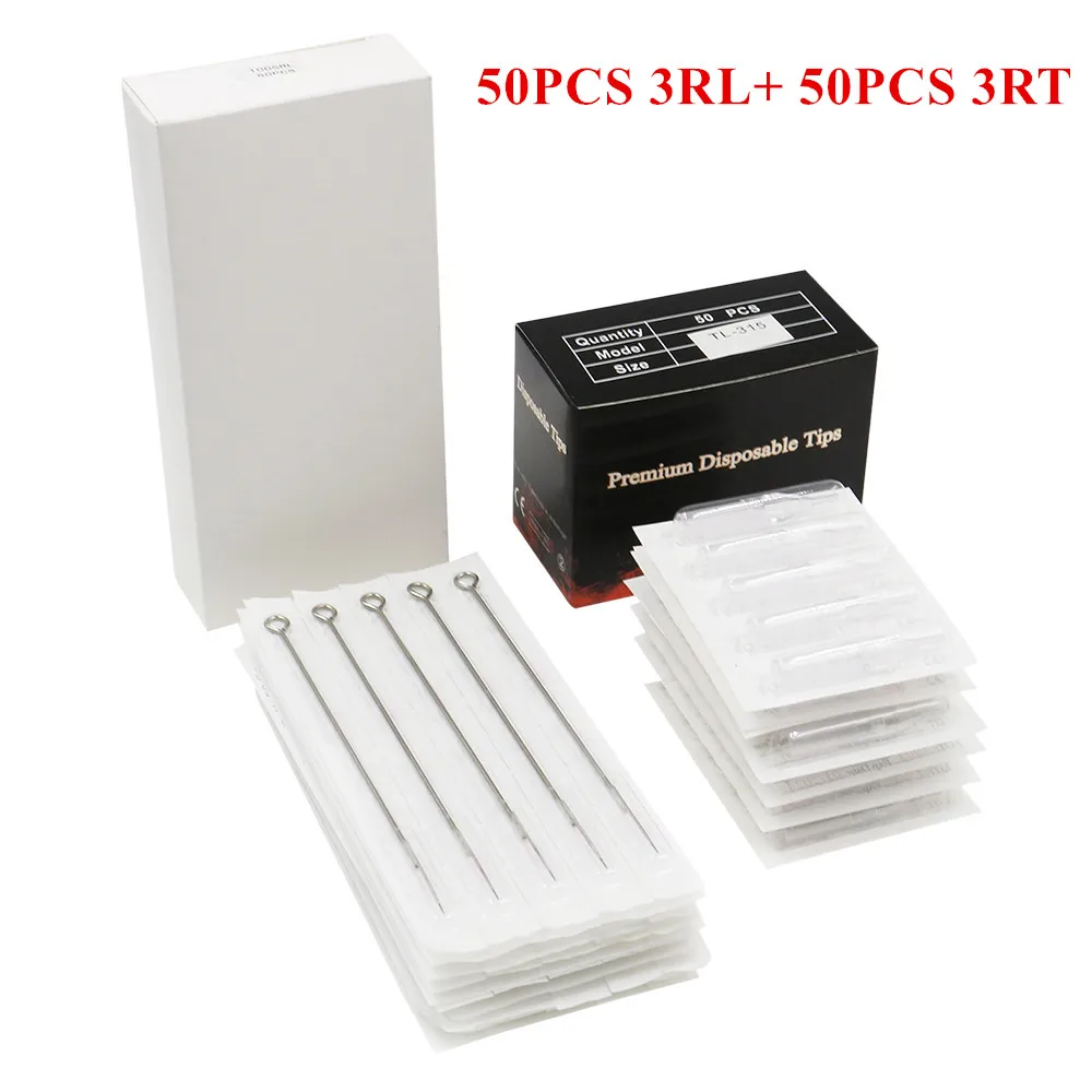 

50pcs 1003RL Tattoo Needles + 50pcs Tattoo Needles Tips Kit For Tattoo Supplies Free Shipping