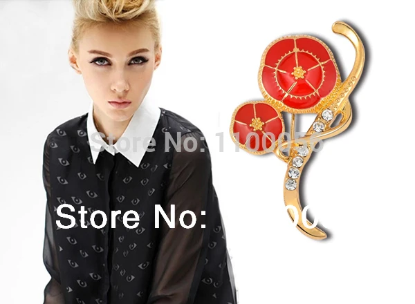 Бесплатная доставка 2019 Yiwu горячие новые продукты красная брошь со стразами для