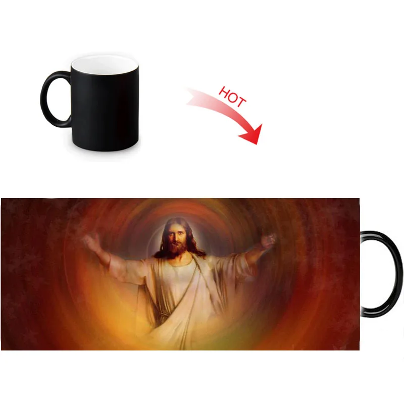 Термочувствительная кружка Jesus cold hot changing Цветная Керамическая чайная чашка