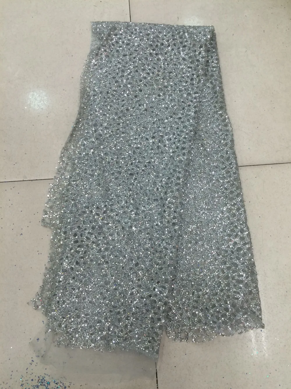 S-32813 shining glitter sequins glued on embroidery african tulle mesh fabric for wedding dress/evening dress ship by dhl | Дом и сад