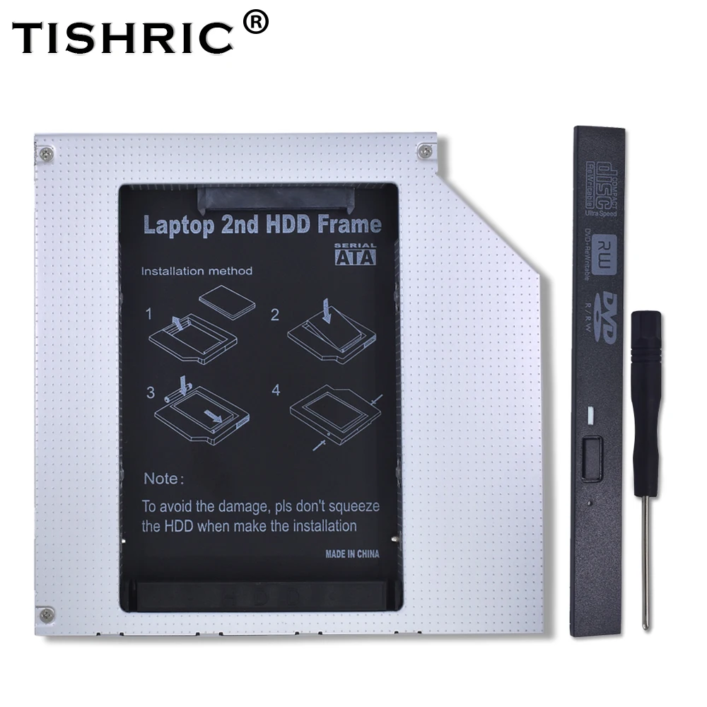 TISHRIC 2018 Тетрадь ODD DVD ROM Optibay Алюминий 2nd HDD Caddy 12 7 мм IDE SATA 2 5 дюймов Чехол для SSD