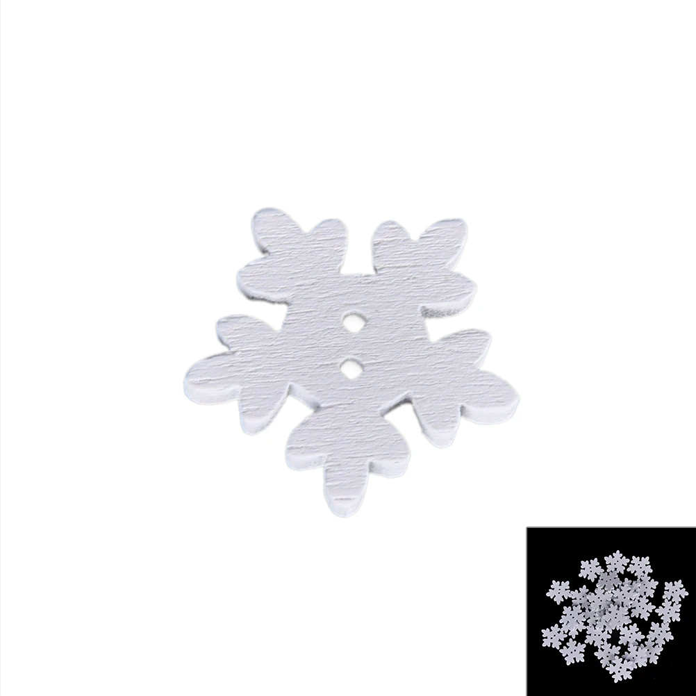 100 шт./лот Горячая белая Рождественская Снежинка деревянные кнопки подходят для