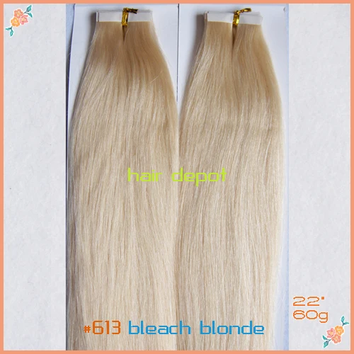 free UPS 22&quot #27 Tape Extensions Real Hair 60g-pack strawberry blonde Skin Weft Seamless 4A Grade Mixable |