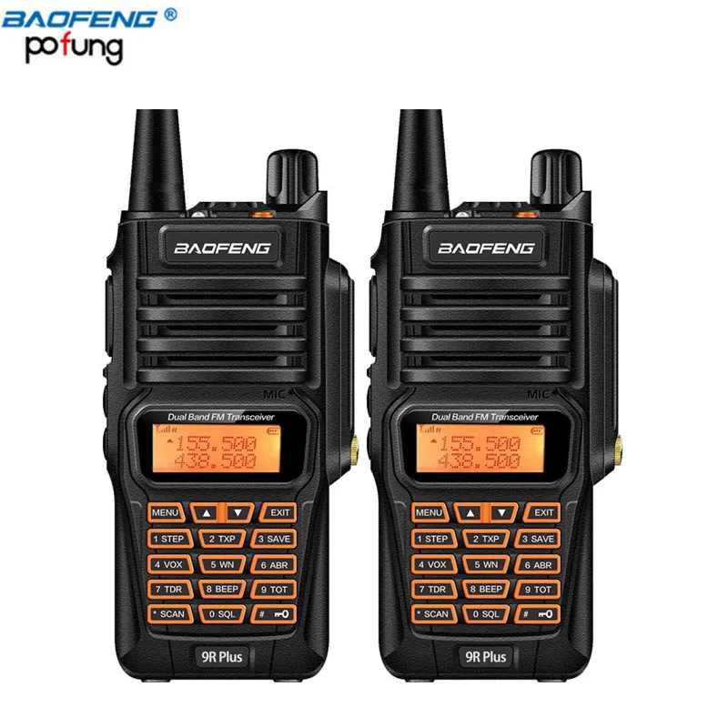 2 шт. Baofeng UV-9R Plus Водонепроницаемая рация 8 Вт двухстороннее радио двухдиапазонное портативное 10 км радиус действия UV9R CB Ham портативное радио