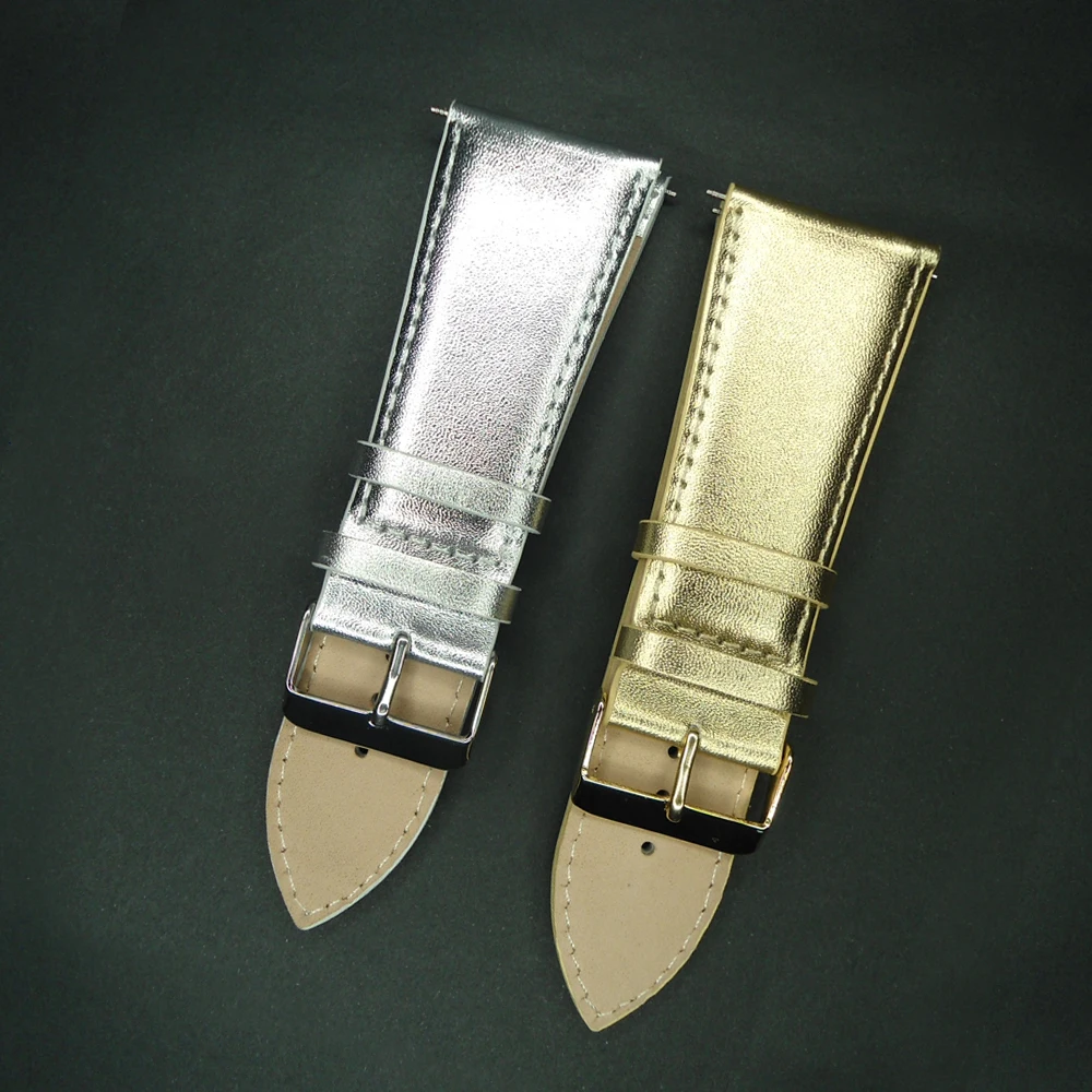 

YQI Luxury Bling Gold Watch Band 30mm Genuine Leather Watch Strap Silver Watchband For Man / Woman Watch For Hour