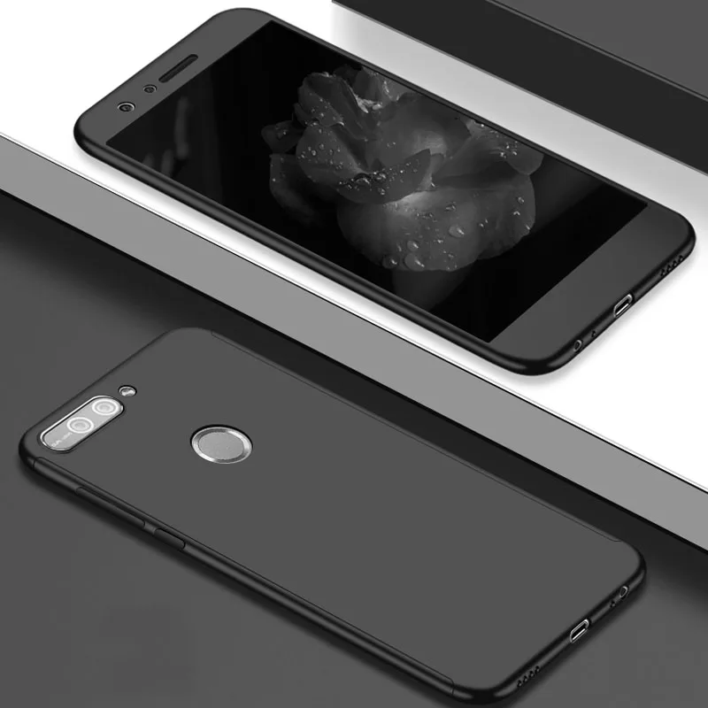 360 Полное покрытие чехол для Huawei Y7 Prime 2018 Y9 задняя крышка Funda с закаленным стеклом