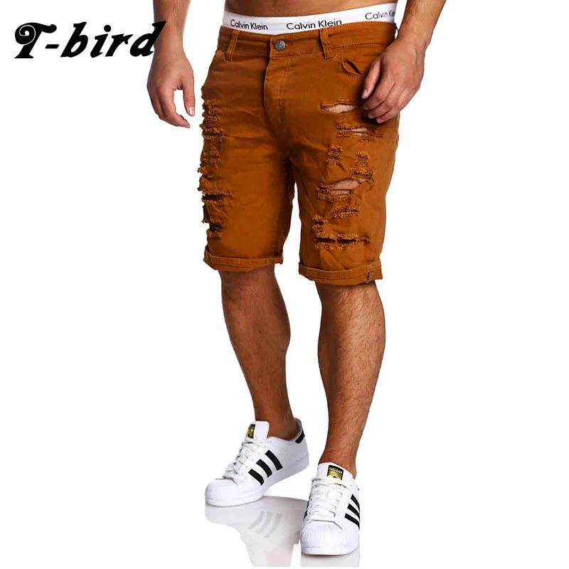 T-Bird/2018 мужские шорты Карго Повседневная летняя брендовая одежда с дырками