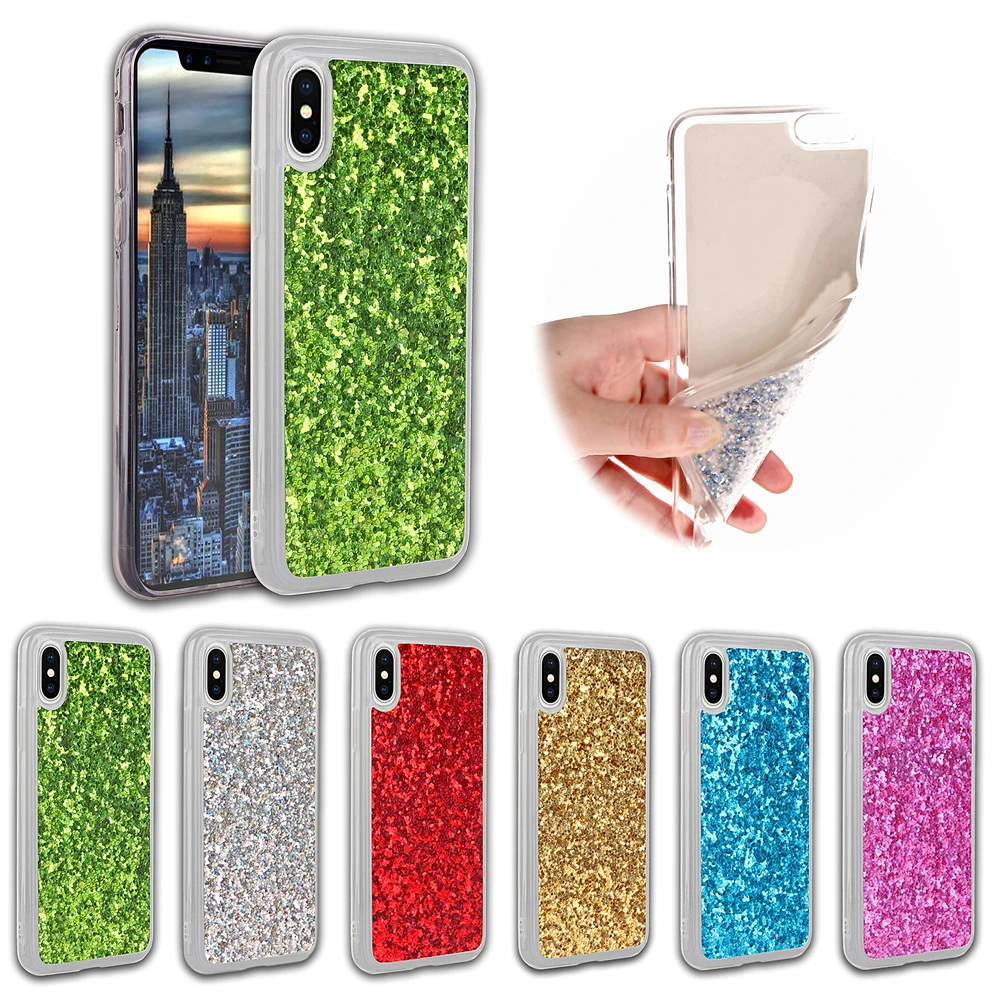 Модные блестящие порошок задняя крышка Противоударная защита для iPhone X 8 плюс 7 Plus