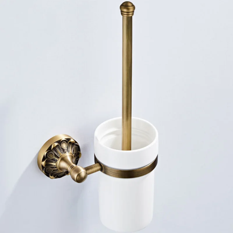 toilet brush holder Античный Набор аксессуаров для ванной комнаты, бронзовый держатель для туалетной бумаги, держатель для ванной комнаты, мыльница, крючок для халата, держатель для туалетной бумаги, кольцо для полотенец - Цвет: toilet brush holder