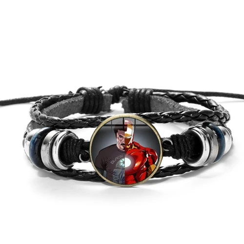 Style 6 SONGDA Marvel, Железный человек, Тони Старк, кожаный браслет, Мстители, Железный человек, дуга, реактор, 3D Рисунок, стеклянная подвеска с драгоценным камнем, браслет, браслеты - Окраска металла: Style 6