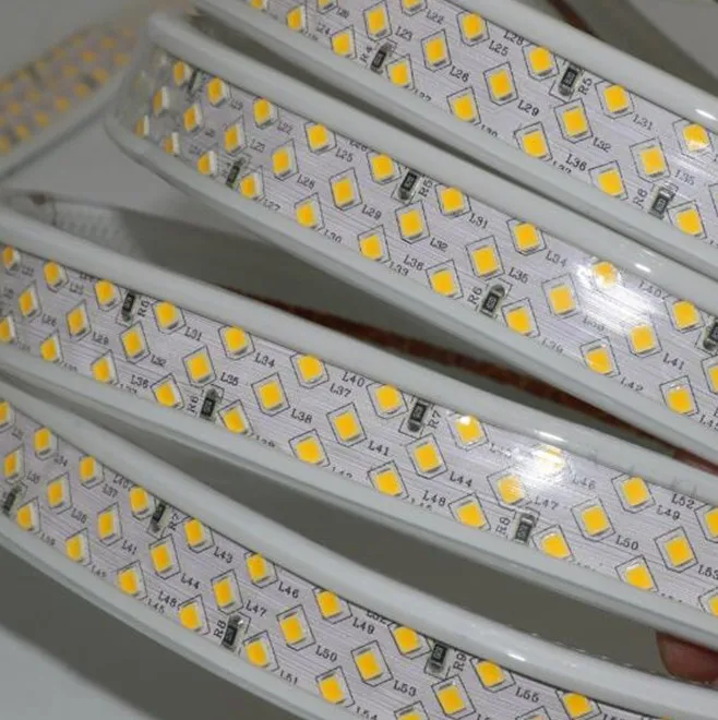 Высокий яркий двухрядный SMD 2835 Светодиодная лента белый AC 220V 276led/M IP66