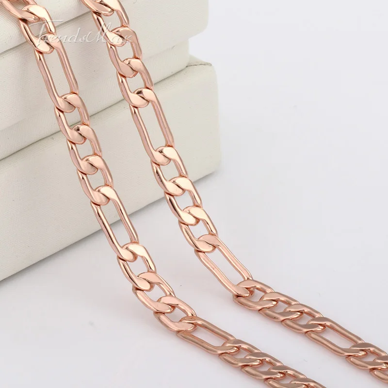 4 5 мм женские мужские Цепочки и ожерелья цепь 585 Rose Gold Filled Figaro Link Модные украшения