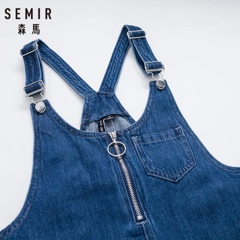 SEMIR женское джинсовое платье-комбинезон из 100% хлопка с принтом спереди на молнии