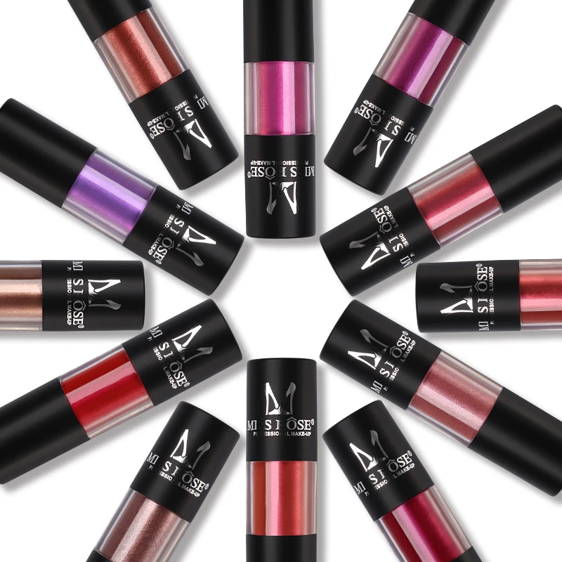 MISS ROSE 12 Sexy Long Lasting Moisturizing Color Lipstick Lip Gloss Metallic Luster Cosmetic Beauty Lipgloss Makeup |
