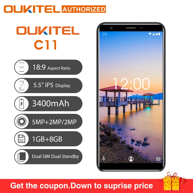 Оригинальный OUKITEL C11 3g смартфон 5 дюйма Android 8 1 мобильный телефон 4 ядра 1G