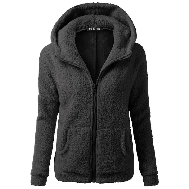 SIMPVALE Women Loose Plus Velvet Coat With Hat Female Keep Warm Zipper Fly Blended Hoodies Add Fluff Little Thin Overcoat S~XXL | Женская