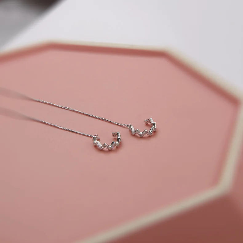 Серьги-клипсы с серебряным покрытием 1 шт. S925 длинные серьги в Корейском стиле